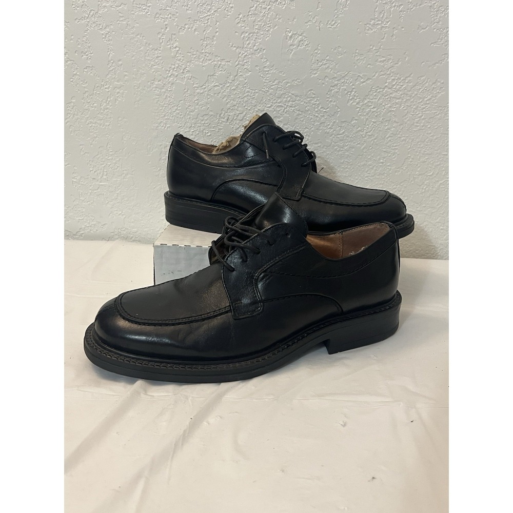 Bostonian Oxford Black Leather Derby Dress Shoes Mens 8.5W Wide Italy 29078
